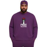BENROMA Free Palestine Baskılı Büyük Beden Unisex Sweatshirt, Mor, S