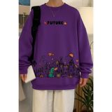 BENROMA Future Baskılı Unisex Sweatshırt,Mor 5XL
