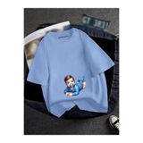 BENROMA Hamile Baskılı Tisort, HAMGBK12, Bebe Mavisi, 4XL