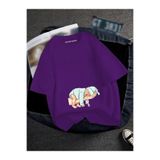 BENROMA Hamile Baskılı Tisort, HAMGBK14, Mor, 3XL
