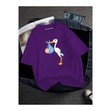 BENROMA Hamile Baskılı Tişört, Mor, 5XL, HAMGBK18