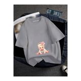 BENROMA Hamile Bebek Baskılı Tişört, Gri, 2XL, HAMGBK11