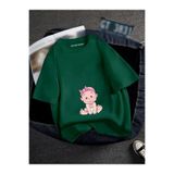 BENROMA Hamile Pembe Bebek Baskılı Tişört, HAMGBK8, Yeşil, XL