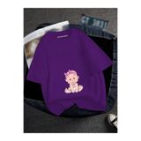 BENROMA Hamile Pembe Bebek Baskılı Tişört, Mor, 4XL, HAMGBK8