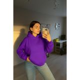 BENROMA Kadın Düz Sweatshırt,Mor 3XL SWEATKAPBNRAL001