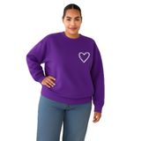 BENROMA Kalp Baskılı Büyük Beden Unisex Sweatshirt, Mor, 4XL