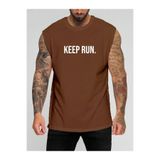 BENROMA Keep Run. Baskılı Kolsuz Tişört,Kahverengi S