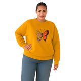 Benroma Kelebek Baskılı Büyük Beden Unisex Sweatshirt KAPYET2025BNRQ1, Sarı, XL