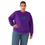 Benroma Kelebek Baskılı Büyük Beden Unisex Sweatshirt KAPYET2025BNRW6, Mor, XL