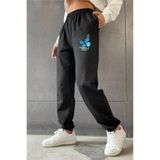 BENROMA Kelebek Baskılı Oversize Unisex Eşofman,Siyah S