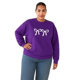 Benroma Kurdela Baskılı Büyük Beden Unisex Sweatshirt KAPYET2025BNRW5, Mor, 4XL
