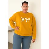 Benroma Kurdela Baskılı Büyük Beden Unisex Sweatshirt KAPYET2025BNRW5, Sarı, S