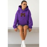 BENROMA Kurdela Ünisex Kapüşonlu Sweatshırt,Mor XL