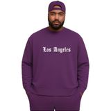 BENROMA Los Angeles Baskılı Büyük Beden Unisex Sweatshirt, Mor, 3XL