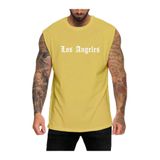 BENROMA Los Angeles Baskılı Kolsuz Tişört, MHSBNR64, Sarı, XL