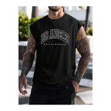 BENROMA Los Angeles Baskılı Oversize Unisex Kolsuz Tişört,Siyah XL BENROMA873458554