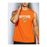 BENROMA Mountaıns Baskılı Unisex Kolsuz Tişört,Turuncu M