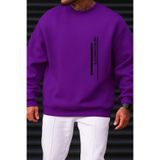 BENROMA New York City Baskılı Unisex Sweatshirt, Mor, 3XL