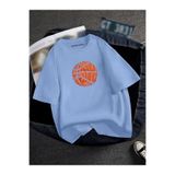 BENROMA Oversıze Basketbol Topu Baskılı Unısex Tisort Baskılı,Bebe Mavisi 3XL