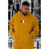 BENROMA Romanya Baskılı Büyük Beden Sweatshirt, Sari, XL