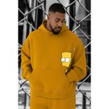 BENROMA Simpsons Baskılı Büyük Beden Sweatshirt, Sari, S