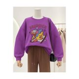 BENROMA Skiduck Baskılı Unisex Sweatshırt,Mor XL