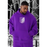 BENROMA Titan Baskılı Büyük Beden Sweatshirt, Mor, 3XL