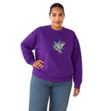 BENROMA Tüy Baskılı Büyük Beden Unisex Sweatshirt, Mor, 4XL