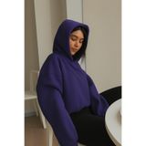 BENROMA Unısex Düz Sweatshırt,Mor M SWEATKAPBNRAL002