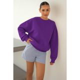 BENROMA Unısex Düz Sweatshırt,Mor S SWEATKAPBNRAF002