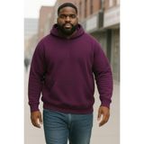 BENROMA Unisex Kapüşonlu Büyük Beden Sweatshirt, Mor, 4XL