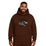 BENROMA Vintage Baskılı Büyük Beden Unisex Sweatshirt, Kahverengi, L