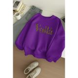 BENROMA Voila Baskılı Unisex Sweatshırt,Mor 2XL