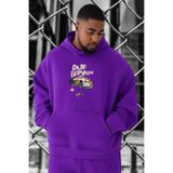 BENROMA Vosvos Karavan Baskılı Büyük Beden Sweatshirt, Mor, 5XL