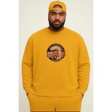 BENROMA Wos Wos Baskılı Büyük Beden Unisex Sweatshirt, Sarı, 4XL