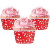 Bens Cup Cake | Sufle Kapsülü | Muffin Kapsülü Kırmızı Puantiyeli 25 Adet (50X39mm)