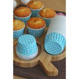 Bens Cup Cake | Sufle Kapsülü | Muffin Kapsülü Mavi Puantiyeli 25 Adet (50X39mm)