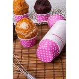 Bens Cup Cake | Sufle Kapsülü | Muffin Kapsülü Pembe Puantiyeli 25 Adet (50X39mm)