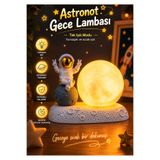 BENT Astronot Ay Gece Lambası Dekoratif Masa Lambası Uzay Temalı Çocuk Odası Komodin Lambası Hediyelik Gece Işığı