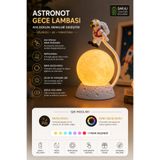 BENT Astronot Figürlü Ay Gece Lambası Uzay Temalı Dekoratif Masaüstü Aydınlatma Çocuk ve Genç Odası Lambası