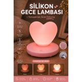 BENT Kalp Tasarımlı Silikon Gece Lambası Şarjlı 3 Kademe Parlaklık Ayarlı Dokunmatik Masa Lambası