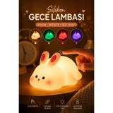 BENT Silikon Tavşan Gece Lambası Dokunmatik Renk Değiştiren Şarjlı Dekoratif Masa Lambası