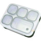 Bento 1000ML Lunchbox Tek Katlı 5 Bölmeli Çelik Sefer Tası Yemek Kutusu (Koyu Yeşil) - Kestane Akaju - Option-1