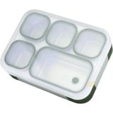 Bento 1000ML Lunchbox Tek Katlı 5 Bölmeli Çelik Sefer Tası Yemek Kutusu (Koyu Yeşil)