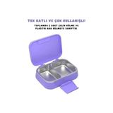 Bento 1030ML Lunchbox Tek Katlı 2 Bölmeli Paslanmaz Çelik Sefer Tası Yemek Kutusu (Mor) - standart