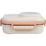 Bento 1100ML Lunchbox Tek Katlı 3 Bölmeli Kaseli Çelik Sefer Tası Yemek Kutusu (Bej-Açık Kahve