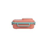 Bento 1100ML Lunchbox Tek Katlı 3 Bölmeli Kaseli Çelik Sefer Tası Yemek Kutusu (Turuncu-Turkuaz) - standart