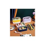 Bento 1600ML Lunchbox 2 Katlı Çelik Sefer Tası Yemek Kutusu (Mor) - Kestane Akaju - Option-1
