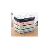 Bento 1600ML Lunchbox Tek Katlı 5 Bölmeli Çelik Sefer Tası Yemek Kutusu (Açık Yeşil) - Kestane Akaju - Option-1