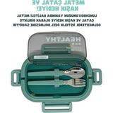 Bento 1650ML Lunchbox 2 Katlı 3 Bölmeli Paslanmaz Çelik Sefer Tası Yemek Kutusu (Yeşil)